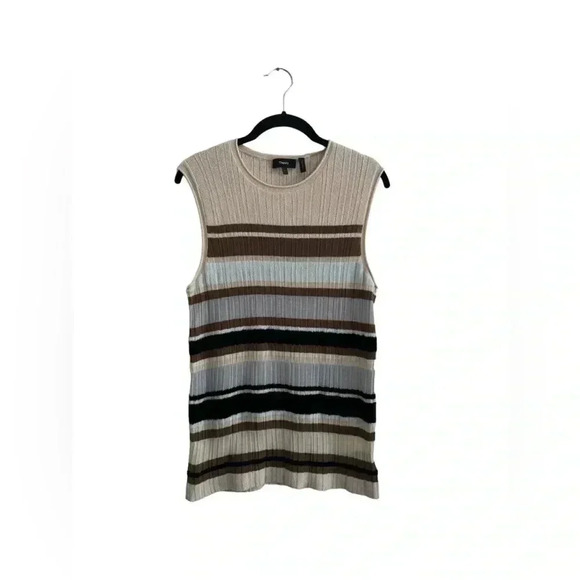 Theory Women's Black and Tan  Knit Wool Crew Neck Sleeveless Top - Picture 3 of 12